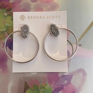Kendra Scott Silver Hoop Earrings with Druzy Accents